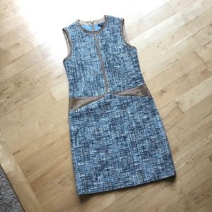 Worth tweed dress real leather details